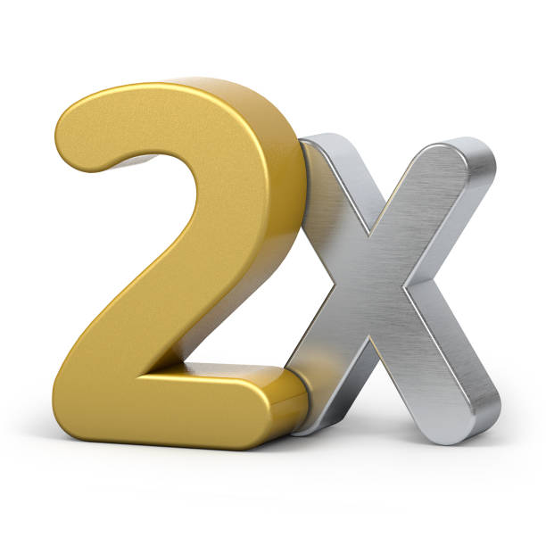 2X silver and blue isolated on a white background. 3D illustration.