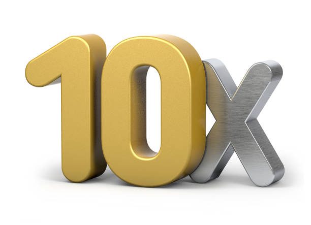istock 10X silver and blue isolated on a white background. 3D illustration. 1292243124