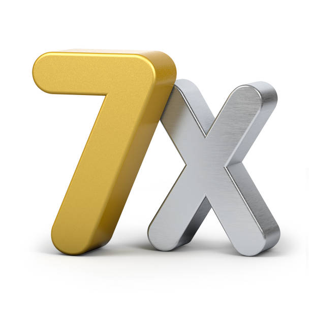 7X silver and blue isolated on a white background. 3D illustration.