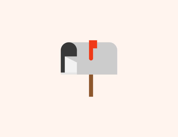 ilustrações de stock, clip art, desenhos animados e ícones de open mailbox with raised flag vector icon. isolated mailbox flat, colored illustration symbol - vector - mailbox mail box open