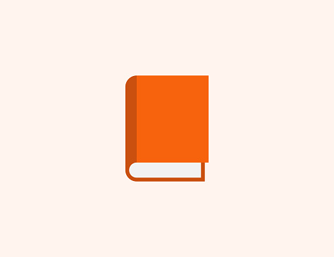 Book vector icon. Isolated Closed Book, Notebook with Orange Cover flat, colored illustration symbol - Vector