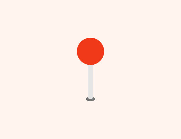illustrations, cliparts, dessins animés et icônes de icône de vecteur pushpin ronde. épinglette ronde rouge d’isolement de carte plate, symbole coloré d’illustration - vecteur - épingler