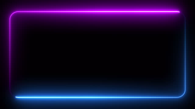Neon Rectangle Frame With Blue Purple Moving Looped Glowing Lines