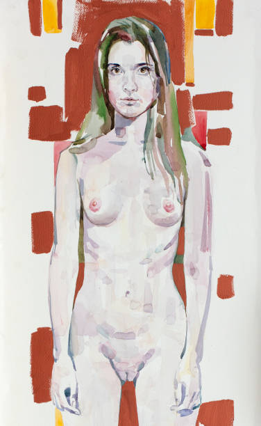 istock watercolor painting, female portrait, handmade 1292250056