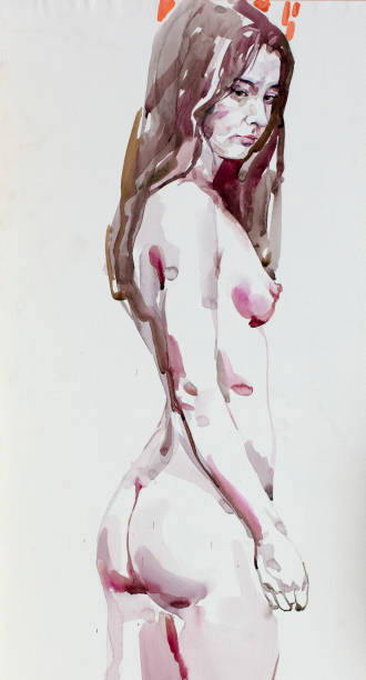 istock watercolor painting, female portrait, handmade 1292250078