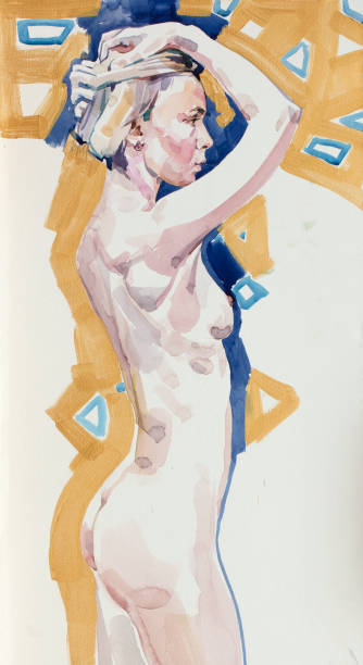 istock watercolor painting, female portrait, handmade 1292250096