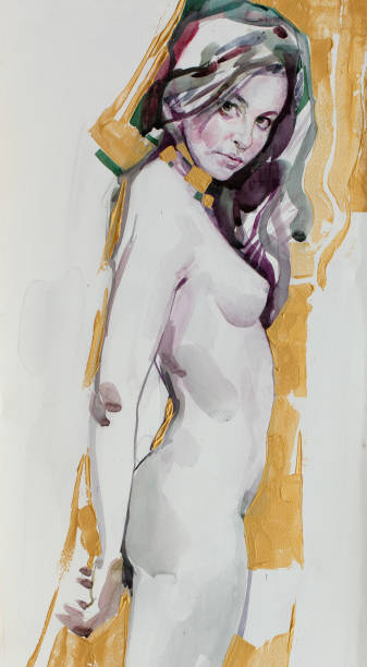istock watercolor painting, female portrait, handmade 1292250119