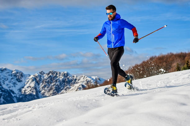 istock Downhill snowshoes an athlete during a workout 1292251963