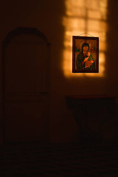 Painting illuminated by the sun in a church