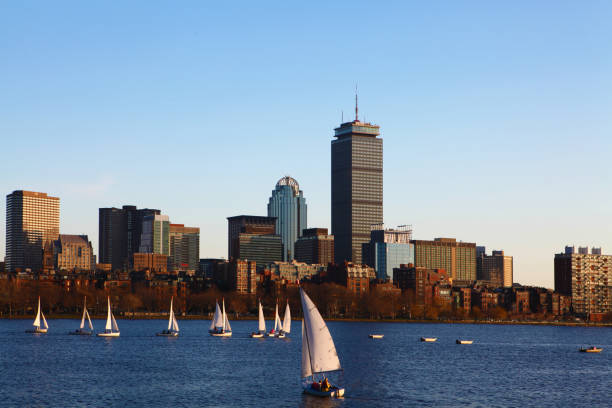 istock Boston, Massachusetts skyline with sailboats 1292252680
