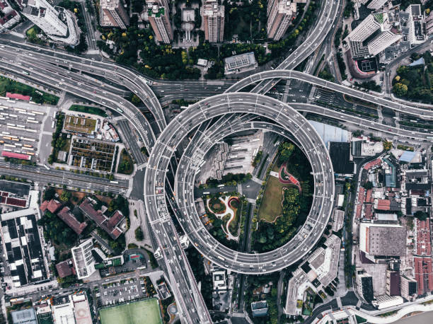 istock Aerial View of Busy Road Intersection 1292253331