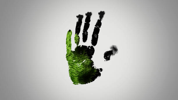 istock Sustainable development, ecology and environment protection concept, grass hand and burned hand, renewable energy, people and natural resources, recycling 1292260505
