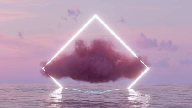 istock Neon Lightning Glowing Frame and Cloud over the Sea 1292260615
