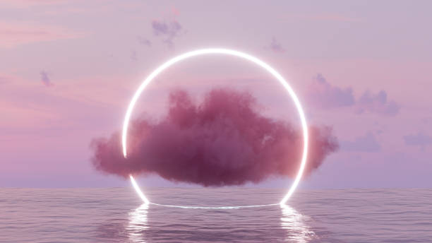 istock Neon Lightning Glowing Frame and Cloud over the Sea 1292260673