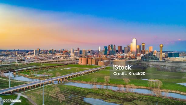 Dallas Texas Usa Downtown Drone Skyline Aerial Panorama Stock Photo - Download Image Now