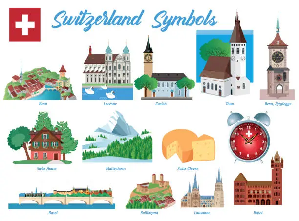 Vector illustration of Switzerland Symbols