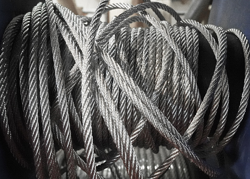 Close up of steel cable