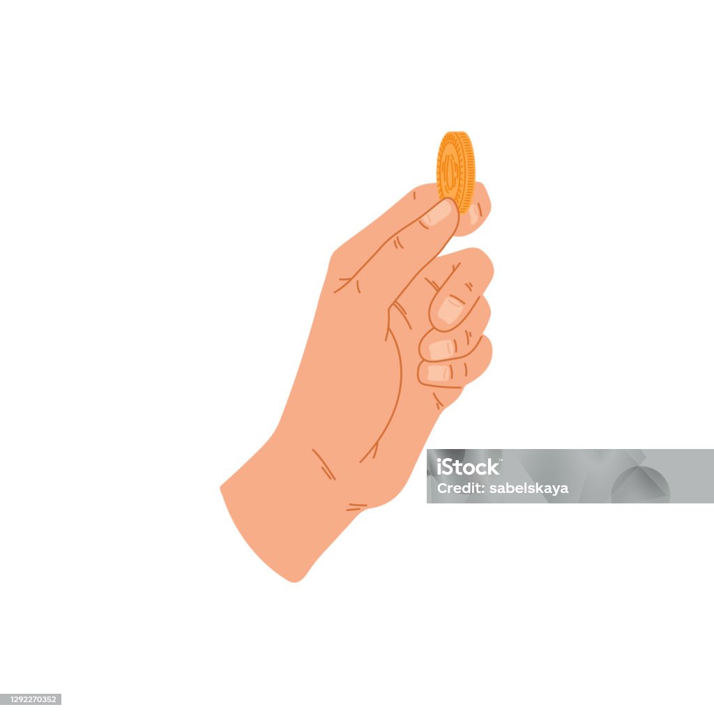 Human Hand Coin A Gold Coin In A Human Hand A Vector Isolated Illustration Stock ...