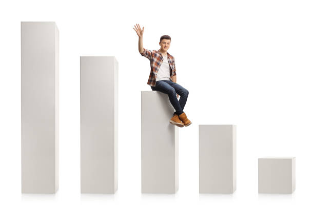 istock Casual cuy sitting on a white column and waving at camera 1292273964