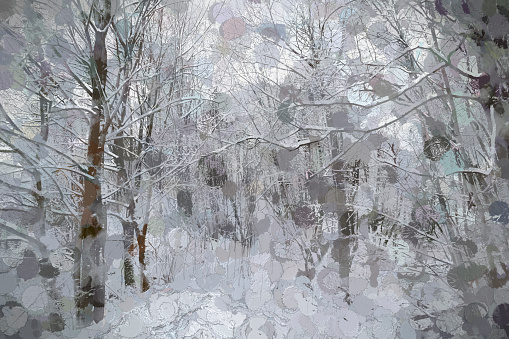 Digital Illustration Snow and Trees Scenery
