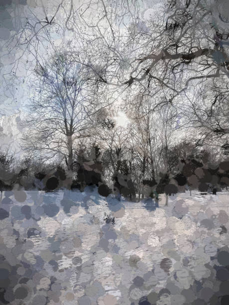 istock Digital Illustration Snow and Trees Scenery 1292275460