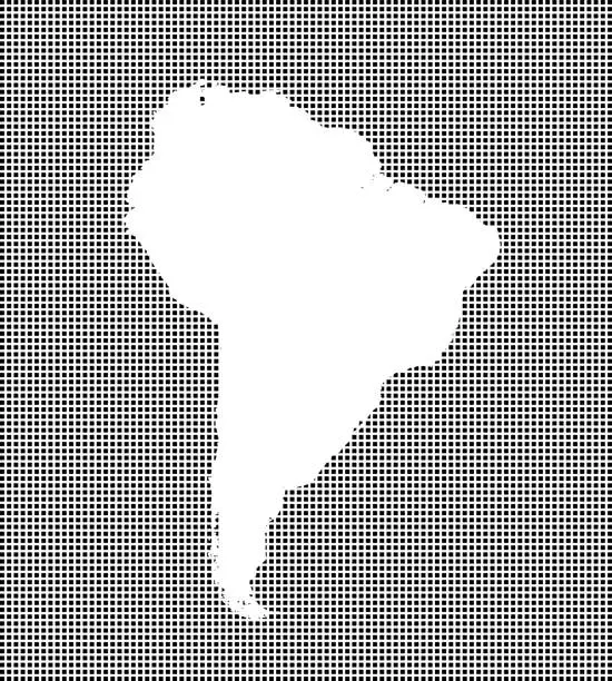 Vector illustration of South America map on dotted background