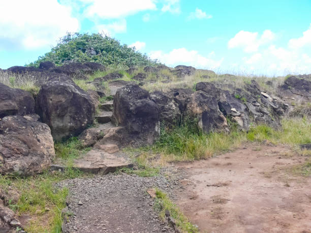 istock Tachyllite tuff stones, material from which the statues of Easter Island were made. 1292278068