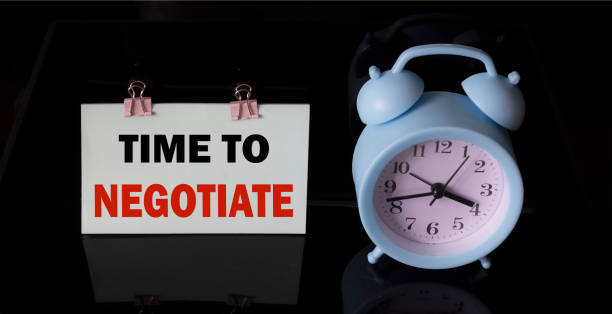 istock White card on the black background with text Time To Negotiate 1292279275