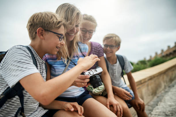 istock Tourist family sightseeing Majorca, Spain 1292281088
