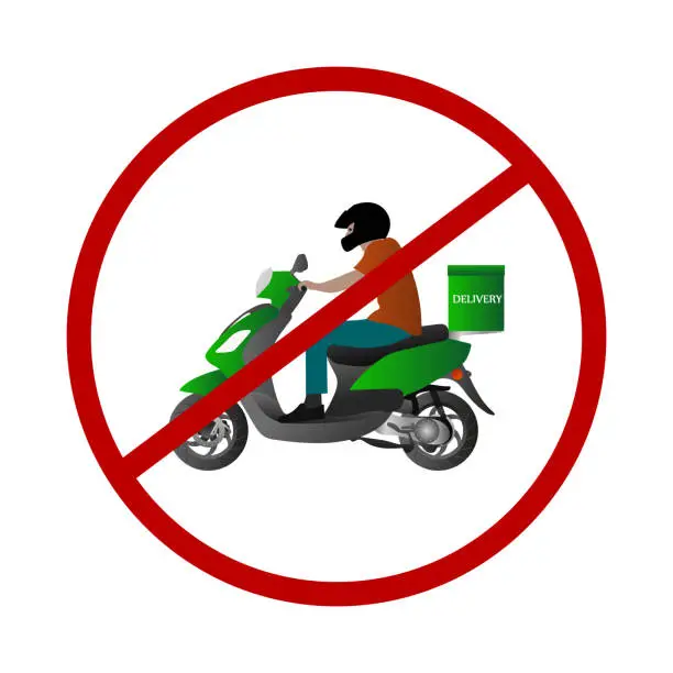 Vector illustration of Prohibiting motorcycle sign. No motorcycle sign. No parking sign. Flat design. Stock vector illustration on white isolated background.