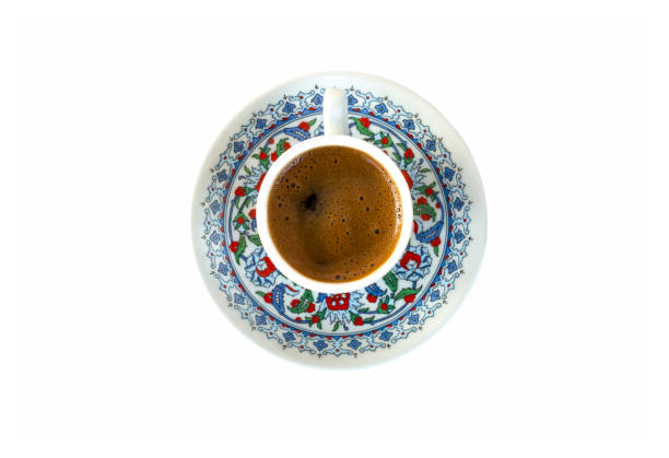 古典的なパターンのトルコカップで輝くトルココーヒー - cup coffee pot coffee coffee cup ストックフォトと画像