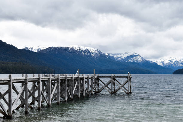 istock Wood dock in lake Patagonia 1292284878