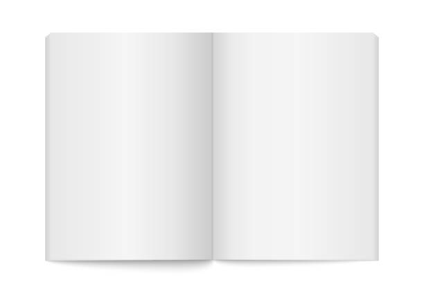 istock Realistic opened blank book. Vertical brochure page, notebook, magazine, booklet, brochure, cover. Mock up template for your design. Blank paper for graphic, creative, business, education. 1292287001
