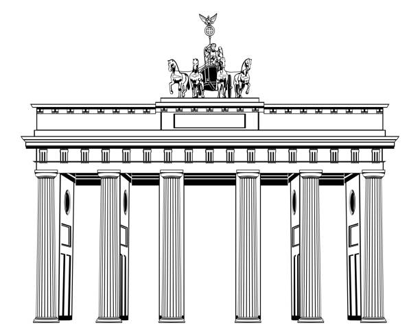 Brandenburg Gate on white The Brandenburg Gate located in Pariser Platz in the city of Berlin, Germany brandenburg gate stock illustrations