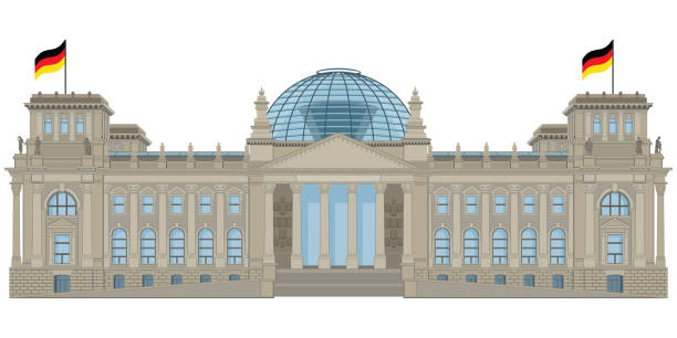 budynek reichstagu w berlinie - the reichstag stock illustrations