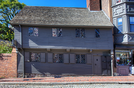 The Paul Revere House in Boston, Massachusetts. A National Historic Landmark which was built about 1680