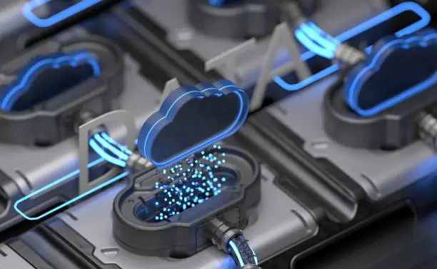 Photo of Cloud Computing, Data Center, Server Rack, Connection In Neural Network, Technology