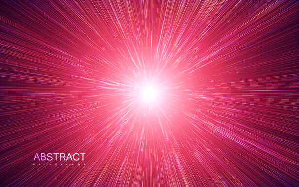 Shiny radial burst with linear particles Shiny radial burst with linear particles. Vector absrtact illustration of Big Bang. Background with dispersion of light. Shiny light rays. Flashing beams. Warp speed concept big bang space stock illustrations