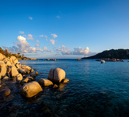 Boulders a the beach Plage de Santa Giulia, Porto-Vecchio, Corsica, France