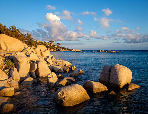 Boulders a the beach Plage de Santa Giulia, Porto-Vecchio, Corsica, France