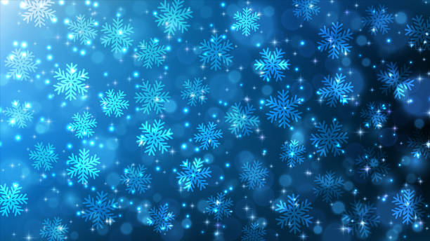 떨어지는 눈송이. 크리스마스 축제 배경. 블루 반짝이 스타 더스트 배경. 벡터 그림입니다. - motion snowflake backgrounds blue stock illustrations