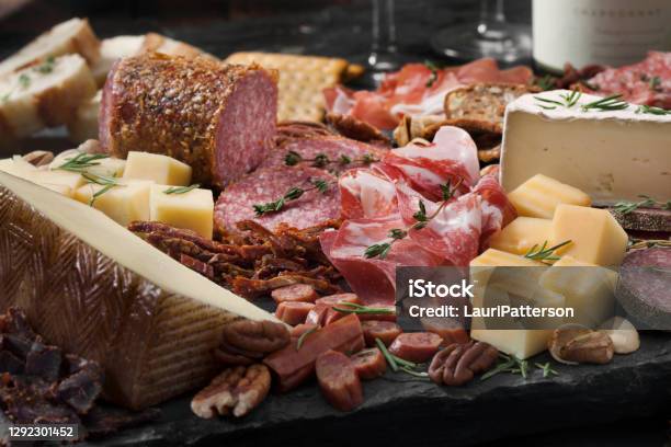 Charcuterie Board Stock Photo - Download Image Now - Charcuterie, Cold Cuts - Meat, Cheese
