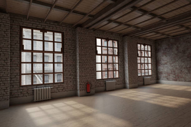 istock 3d rendering of empty studio loft with white grunge bricks walls 1292305592