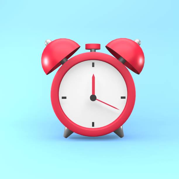 istock 3D rendering alarm clock illustration on blue background. Isolated 3D alarm clock icon. Isolated illustration of 3d alarm clock 1292306479