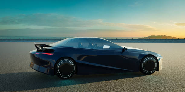 istock EV concept car on asphalt road. 3d rendering with my own creative design. 1292331255