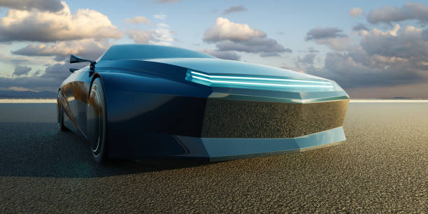 istock EV concept car on asphalt road. 3d rendering with my own creative design. 1292331276