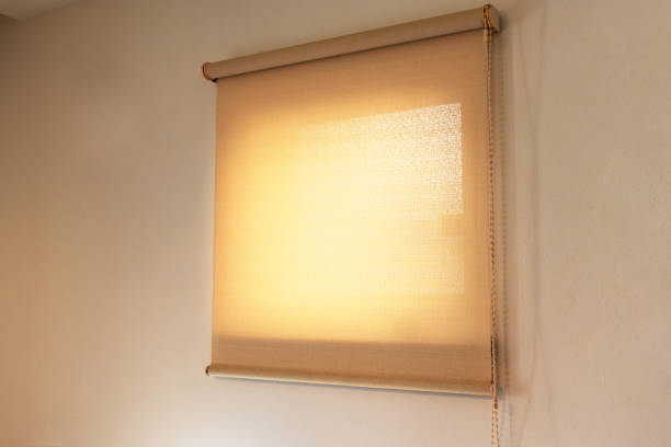 istock Roll screen covering the glass window 1292347864