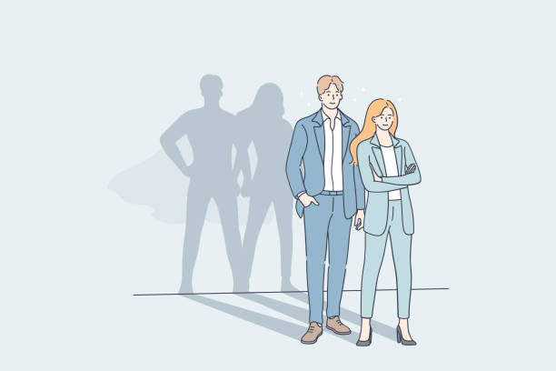 illustrazioni stock, clip art, cartoni animati e icone di tendenza di cooperazione di successo e concetto di team aziendale - manager portrait leadership men