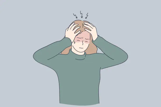 Vector illustration of Stress, headache, depression concept