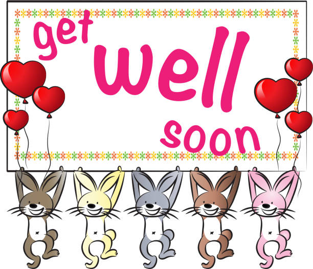 Wee Blue Coo Grußkarte 'Get Well Soon' – Mit Niedlichem Hasen & Regenwolken-Design